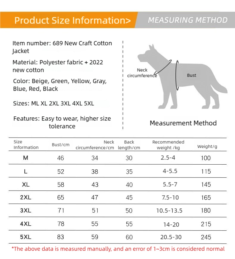 Autumn and winter warm and cold-proof dog coat